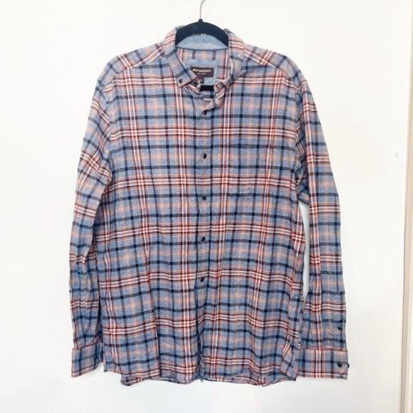 Johnston & Murphy Large Flannel Button Down Shirt Plaid Soft Cotton Long Sleeves - Picture 2 of 9